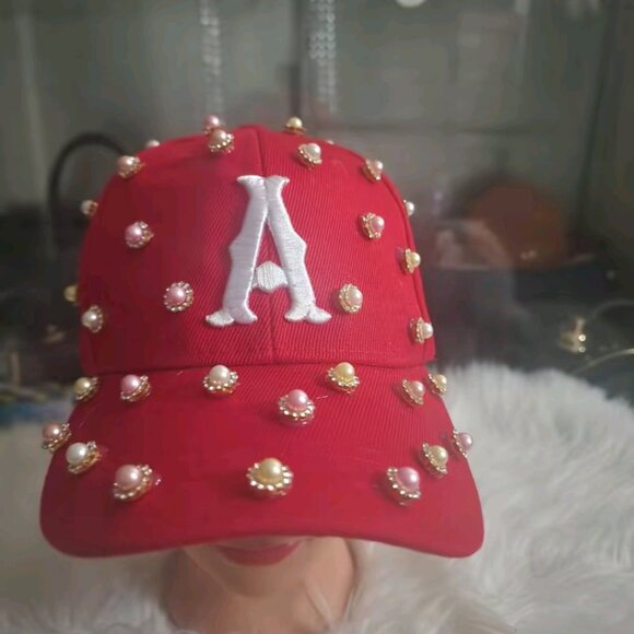 Red bling Adjustable hat